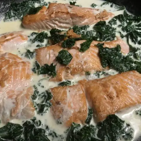 creamed kale and salmon