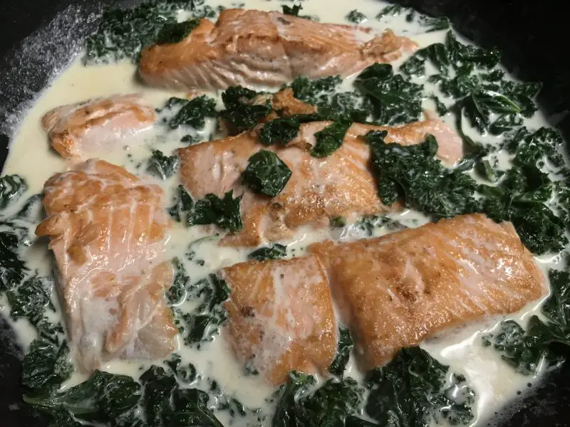 creamed kale and salmon